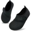 imageVIFUUR Kids Water Shoes Boys Girls Barefoot Water Sports Socks HookampampLoop Beach Shoes Quick Dry Aqua Socks Swim Walking Outdoor Sports for ToddlerBlack1