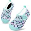 imageVIFUUR Kids Water Shoes Boys Girls Barefoot Water Sports Socks HookampampLoop Beach Shoes Quick Dry Aqua Socks Swim Walking Outdoor Sports for ToddlerFish Scales Green