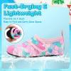 imageVIFUUR Kids Water Shoes Boys Girls Barefoot Water Sports Socks HookampampLoop Beach Shoes Quick Dry Aqua Socks Swim Walking Outdoor Sports for ToddlerFish Scales Pink