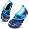 imageVIFUUR Kids Water Shoes Boys Girls Barefoot Water Sports Socks HookampampLoop Beach Shoes Quick Dry Aqua Socks Swim Walking Outdoor Sports for ToddlerPurple Yellow Fish