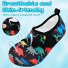 imageVIFUUR Kids Water Shoes Boys Girls Barefoot Water Sports Socks HookampampLoop Beach Shoes Quick Dry Aqua Socks Swim Walking Outdoor Sports for ToddlerBlack Dinosaurs