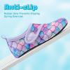 imageVIFUUR Kids Water Shoes Boys Girls Barefoot Water Sports Socks HookampampLoop Beach Shoes Quick Dry Aqua Socks Swim Walking Outdoor Sports for ToddlerFish Scales Purple