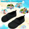 imageVIFUUR Kids Water Shoes Boys Girls Barefoot Water Sports Socks HookampampLoop Beach Shoes Quick Dry Aqua Socks Swim Walking Outdoor Sports for ToddlerBlack1