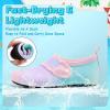imageVIFUUR Kids Water Shoes Boys Girls Barefoot Water Sports Socks HookampampLoop Beach Shoes Quick Dry Aqua Socks Swim Walking Outdoor Sports for ToddlerStarry BluePink