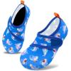 imageVIFUUR Kids Water Shoes Boys Girls Barefoot Water Sports Socks HookampampLoop Beach Shoes Quick Dry Aqua Socks Swim Walking Outdoor Sports for ToddlerBlue Shark