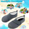 imageVIFUUR Kids Water Shoes Boys Girls Barefoot Water Sports Socks HookampampLoop Beach Shoes Quick Dry Aqua Socks Swim Walking Outdoor Sports for ToddlerGrey Circle