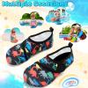 imageVIFUUR Kids Water Shoes Boys Girls Barefoot Water Sports Socks HookampampLoop Beach Shoes Quick Dry Aqua Socks Swim Walking Outdoor Sports for ToddlerBlack Dinosaurs