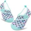 imageVIFUUR Kids Water Shoes Boys Girls Barefoot Water Sports Socks HookampampLoop Beach Shoes Quick Dry Aqua Socks Swim Walking Outdoor Sports for ToddlerFish Scales Green