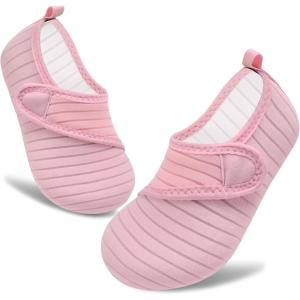 imageVIFUUR Kids Water Shoes Boys Girls Barefoot Water Sports Socks HookampampLoop Beach Shoes Quick Dry Aqua Socks Swim Walking Outdoor Sports for ToddlerPink1