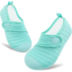 imageVIFUUR Kids Water Shoes Boys Girls Barefoot Water Sports Socks HookampampLoop Beach Shoes Quick Dry Aqua Socks Swim Walking Outdoor Sports for ToddlerCyan1