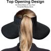 imageVIFUUR Sun Straw Hats Rollup Ponytail Wide Brim Summer Visor for Womens Beach Hat Packable UPF UV Travel