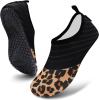 imageVIFUUR Water Sports Shoes Barefoot QuickDry Aqua Yoga Socks Slipon for Men WomenSplice Orange Leopard