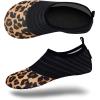 imageVIFUUR Water Sports Shoes Barefoot QuickDry Aqua Yoga Socks Slipon for Men WomenSplice Orange Leopard