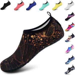 imageVIFUUR Water Sports Shoes Barefoot QuickDry Aqua Yoga Socks Slipon for Men WomenGoldenflower