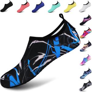 imageVIFUUR Water Sports Shoes Barefoot QuickDry Aqua Yoga Socks Slipon for Men WomenGraffiti Blue