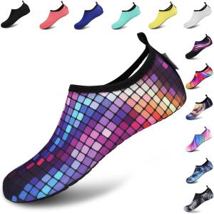 imageVIFUUR Water Sports Shoes Barefoot QuickDry Aqua Yoga Socks Slipon for Men WomenPurple