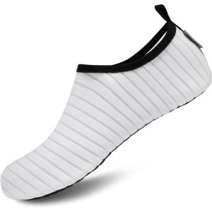 imageVIFUUR Water Sports Shoes Barefoot QuickDry Aqua Yoga Socks Slipon for Men WomenWhite