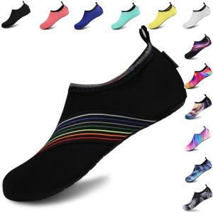 imageVIFUUR Water Sports Shoes Barefoot QuickDry Aqua Yoga Socks Slipon for Men WomenXidaiBlack