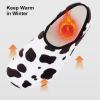 imageVIFUUR House Slippers for Women Men Slip on Indoor Barefoot Slipper Socks Fuzzy Cozy Sock Shoes for Home Bedroom TravelWhite Cow
