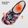 imageVIFUUR House Slippers for Women Men Slip on Indoor Barefoot Slipper Socks Fuzzy Cozy Sock Shoes for Home TravelFlamingo