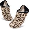 imageVIFUUR House Slippers for Women Men Slip on Indoor Barefoot Slipper Socks Fuzzy Cozy Sock Shoes for Home Bedroom TravelLeopard