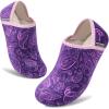 imageVIFUUR House Slippers for Women Men Slip on Indoor Barefoot Slipper Socks Fuzzy Cozy Sock Shoes for Home Bedroom TravelPurple Cashew