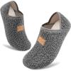 imageVIFUUR House Slippers for Women Men Slip on Indoor Barefoot Slipper Socks Fuzzy Cozy Sock Shoes for Home TravelAgrey