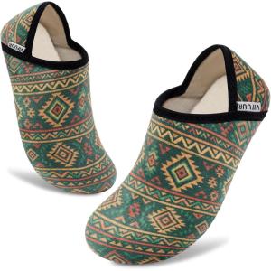 imageVIFUUR House Slippers for Women Men Slip on Indoor Barefoot Slipper Socks Fuzzy Cozy Sock Shoes for Home Bedroom TravelBohemian