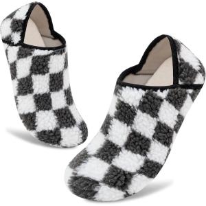 imageVIFUUR House Slippers for Women Men Slip on Indoor Barefoot Slipper Socks Fuzzy Cozy Sock Shoes for Home TravelGrey Board