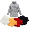 imageVIFUUR Kids Bear Turtleneck Sweater Boys Girls Knit Sweater for Christmas