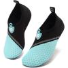 imageVIFUUR Men Women Unisex Barefoot Sock Shoes Soft House Indoor Slippers of Knitted Material Breathable Aqua Yoga Socks with Nonslip Rubble SoleA Splice Black Cyan