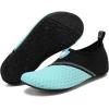 imageVIFUUR Men Women Unisex Barefoot Sock Shoes Soft House Indoor Slippers of Knitted Material Breathable Aqua Yoga Socks with Nonslip Rubble SoleA Splice Black Cyan