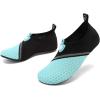 imageVIFUUR Men Women Unisex Barefoot Sock Shoes Soft House Indoor Slippers of Knitted Material Breathable Aqua Yoga Socks with Nonslip Rubble SoleA Splice Black Cyan