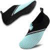 imageVIFUUR Men Women Unisex Barefoot Sock Shoes Soft House Indoor Slippers of Knitted Material Breathable Aqua Yoga Socks with Nonslip Rubble SoleA Splice Black Cyan