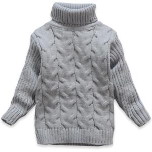 imageVIFUUR Kids Bear Turtleneck Sweater Boys Girls Knit Sweater for Christmas
