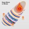 imageVIFUUR House Slippers for Women Men Slip on Indoor Barefoot Slipper Socks Fuzzy Cozy Sock Shoes for Home Bedroom TravelMulticolored Stripes