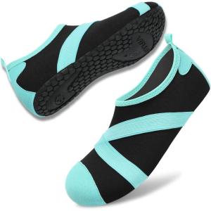 imageVIFUUR Womens Mens Water Shoes Barefoot Quick Dry Aqua Socks for Beach Swim Yoga Outdoor SportsBlack Cyan