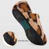 imageVIFUUR House Slippers for Men Women Indoor Slip on Barefoot Slipper Socks Fuzzy Cozy Sock Shoes for Home Bedroom TravelBrown Leopard