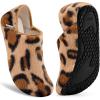 imageVIFUUR House Slippers for Men Women Indoor Slip on Barefoot Slipper Socks Fuzzy Cozy Sock Shoes for Home Bedroom TravelBrown Leopard