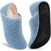 imageVIFUUR House Slippers for Women Men Slip on Indoor Barefoot Slipper Socks Fuzzy Cozy Sock Shoes for Home Bedroom TravelCoralblue