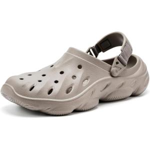 imageVIFUUR UnisexAdult Clogs Comfortable Lightweight Garden Shoes for Women and MenLight Grey