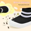 imageVIFUUR Baby Shoes Girls Boys Toddler Sneakers NonSlip First Walkers Shoes for Babies 6 9 12 18 24 MonthsH Black 2stripes