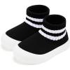imageVIFUUR Baby Shoes Girls Boys Toddler Sneakers NonSlip First Walkers Shoes for Babies 6 9 12 18 24 MonthsH Black 2stripes