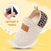 image:imageVIFUUR Kids Boys Girls House Slippers Slip on Barefoot Socks for Babys Winter Warm Shoes Indoor TollderBeige Leopard