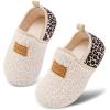 image:imageVIFUUR Kids Boys Girls House Slippers Slip on Barefoot Socks for Babys Winter Warm Shoes Indoor TollderBeige Leopard