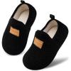 image:imageVIFUUR Kids Boys Girls House Slippers Slip on Barefoot Socks for Babys Winter Warm Shoes Indoor TollderBlack