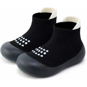 image:imageVIFUUR Baby Sock Shoes Boys Grils Sneakers Infant Slipper Socks Toddler First Walking Shoes NonSlip Rubber Sole for Babies 6 9 12 18 24 MonthsBlack