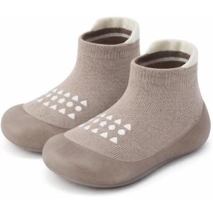 image:imageVIFUUR Baby Sock Shoes Boys Grils Sneakers Infant Slipper Socks Toddler First Walking Shoes NonSlip Rubber Sole for Babies 6 9 12 18 24 MonthsBrown