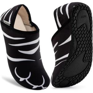 image:imageVIFUUR House Slippers for Women Men Slip on Indoor Barefoot Slipper Socks Fuzzy Cozy Sock Shoes for Home Bedroom TravelBlack Cat Paw