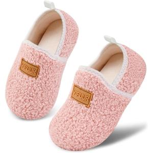 image:imageVIFUUR Kids Boys Girls House Slippers Slip on Barefoot Socks for Babys Winter Warm Shoes Indoor TollderPink